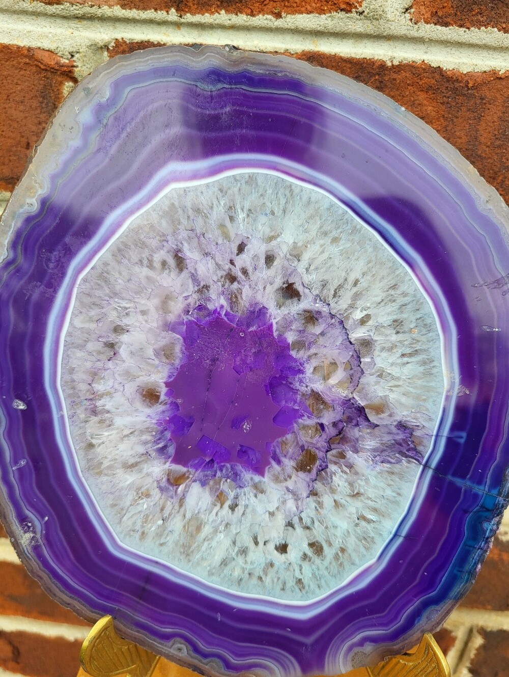 415 Grams 7.25 x 7 In. Purple Agate Slice Wall Art - Home Art